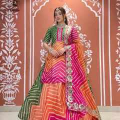 Kota Doriya Skirt , Kurti & Dupatta Set
