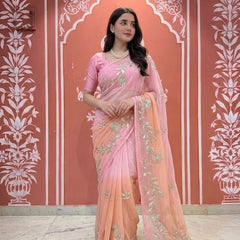 Gota work Semi Chiffon saree