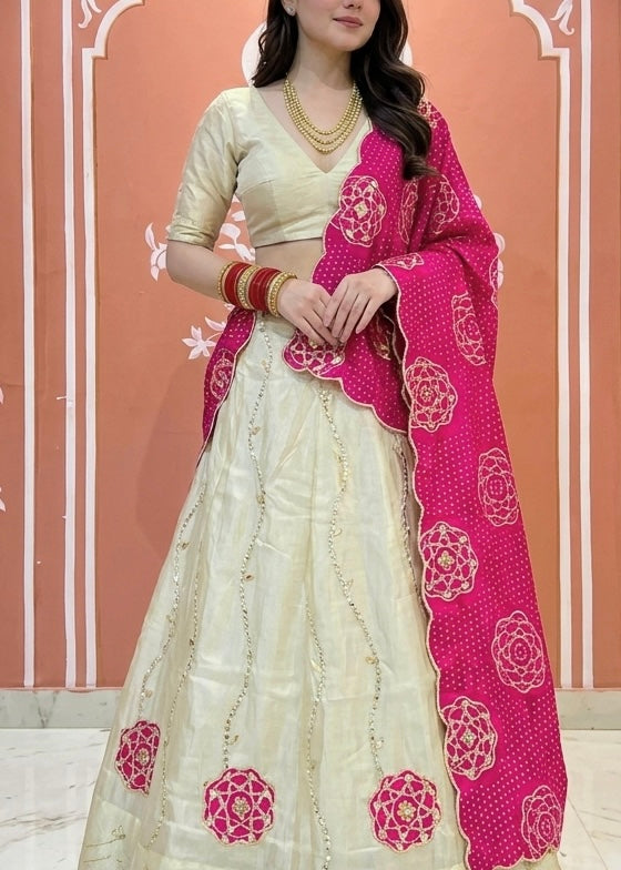 Cosmos Tissue Gota Patti Lehenga
