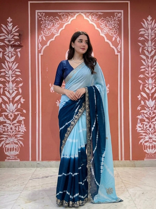 Chinon Leheriya Gota Patti Saree