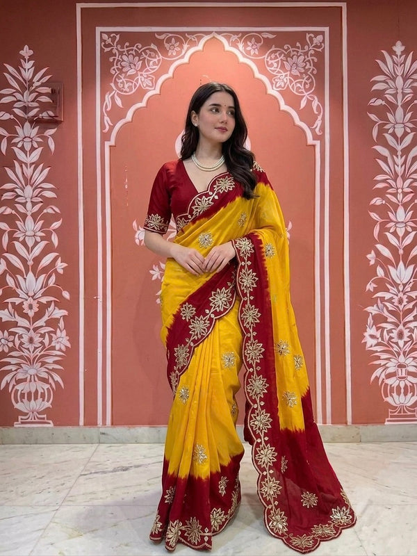 PURE UPADA KACHI GOTA PATTI SAREE