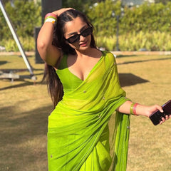 Pure Handwork Sequence Semi Chiffon saree