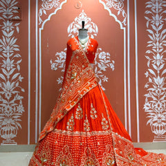 PURE GAZI SILK BHANDEJ LEHENGA