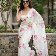 Semi Chiffon Handbrush Saree