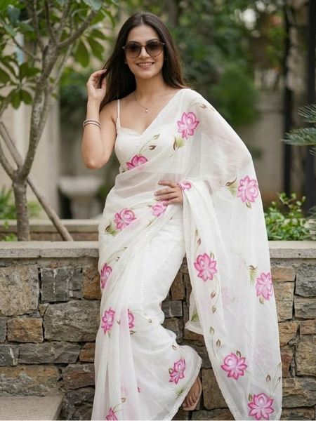 Semi Chiffon Handbrush Saree