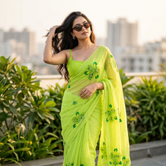 Semi Chiffon Handbrush Saree