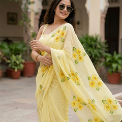 Semi Chiffon Handbrush Saree