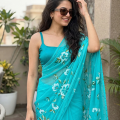 Semi Chiffon Handbrush Saree