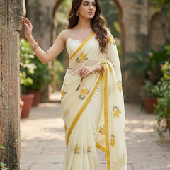 Semi Chiffon Handbrush Saree