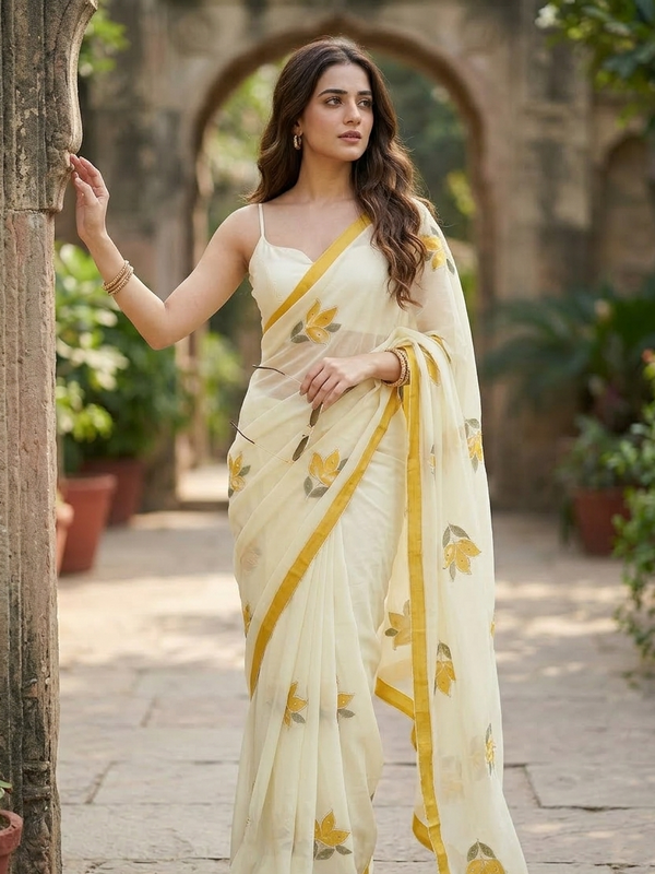 Semi Chiffon Handbrush Saree