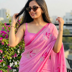 Semi Chiffon Handbrush Saree