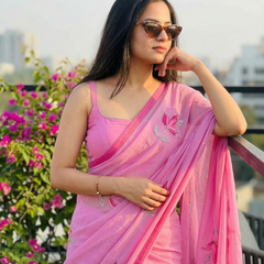Semi Chiffon Handbrush Saree