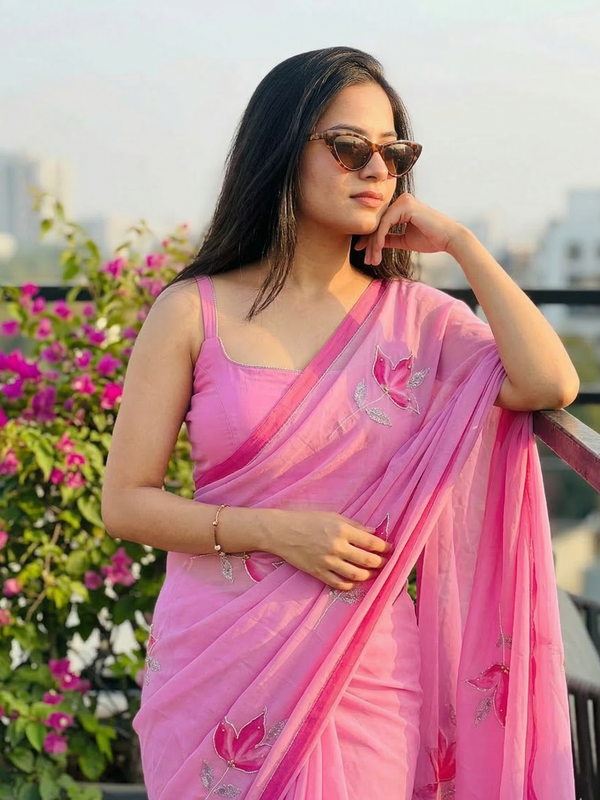 Semi Chiffon Handbrush Saree