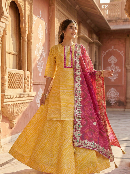 KOTA DORIYA SKIRT WITH KURTI AND DUPATTA