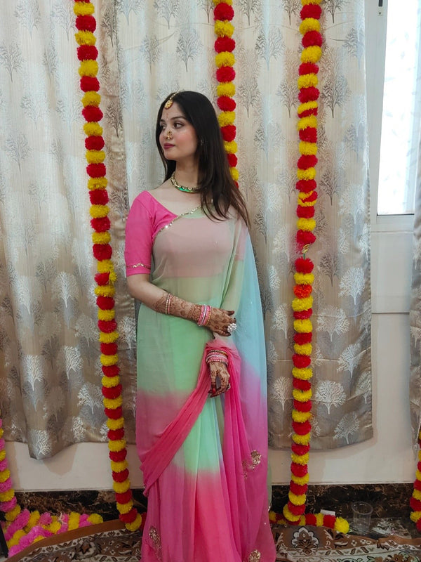 Semi Chiffon Gota Saree