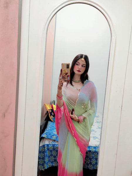 Semi Chiffon Gota Saree