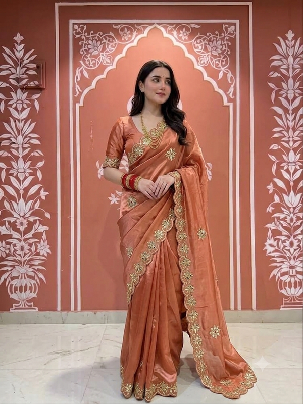 PURE UPADA SILK KACHI GOTA PATTI SAREE