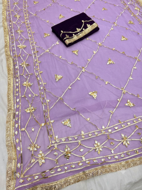 Gota Jal semi chiffon Saree