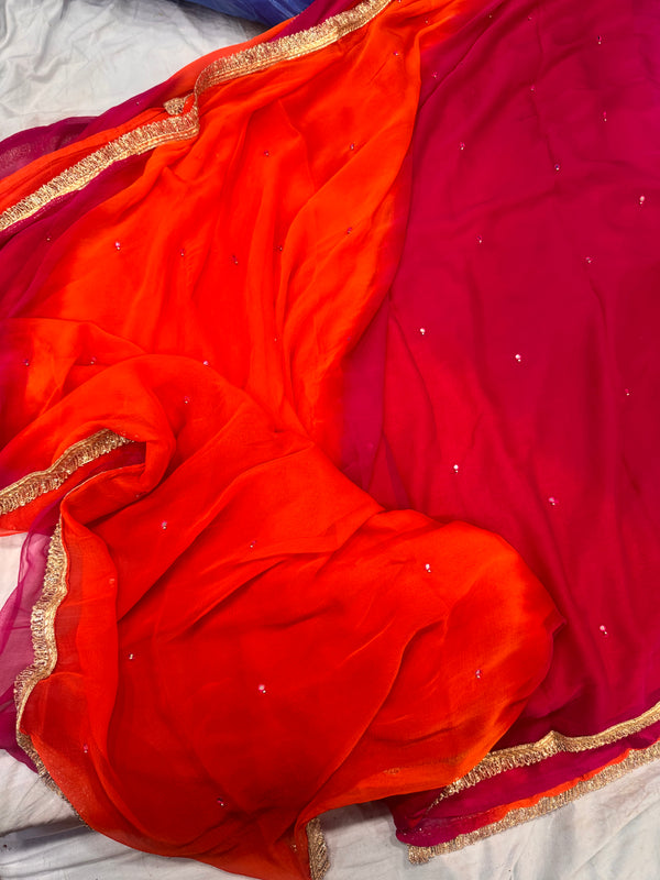 Small mirror work Saree