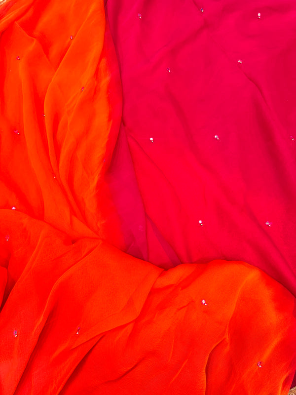 Small mirror work Saree