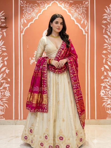 Pure Gazi Satin Silk Handwork Lehenga