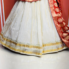 PURE VISCOS KHADDI GEORGETTE DUPATTA WITH TISSUE LEHENGA