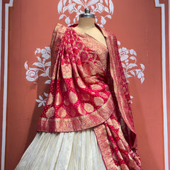 PURE VISCOS KHADDI GEORGETTE DUPATTA WITH TISSUE LEHENGA