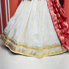 PURE VISCOS KHADDI GEORGETTE DUPATTA WITH TISSUE LEHENGA