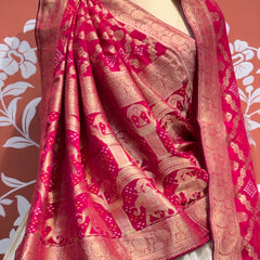 PURE VISCOS KHADDI GEORGETTE DUPATTA WITH TISSUE LEHENGA