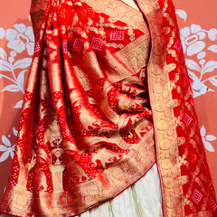 PURE VISCOS KHADDI GEORGETTE DUPATTA WITH TISSUE LEHENGA