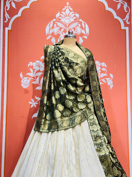 PURE VISCOS KHADDI GEORGETTE DUPATTA WITH TISSUE LEHENGA