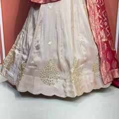 PURE VISCOS KHADDI GEORGETTE DUPATTA WITH TISSUE LEHENGA
