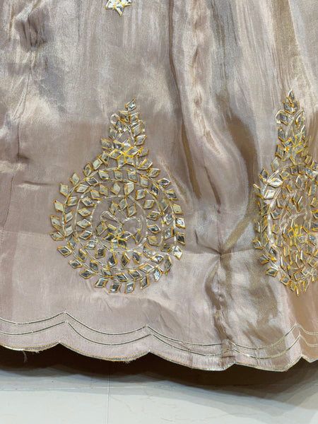 PURE VISCOS KHADDI GEORGETTE DUPATTA WITH TISSUE LEHENGA