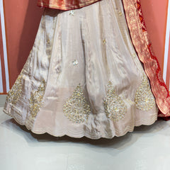 PURE VISCOS KHADDI GEORGETTE DUPATTA WITH TISSUE LEHENGA
