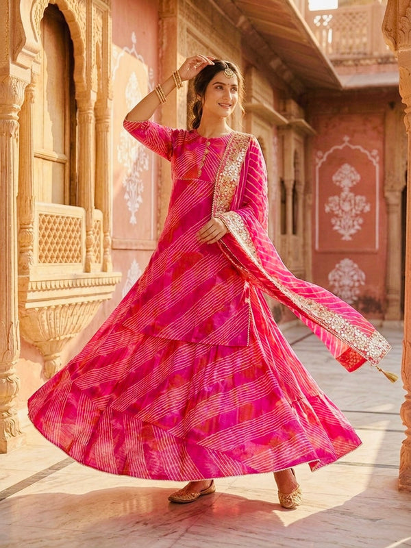 KOTA DORIYA SKIRT WITH KURTI AND DUPATTA