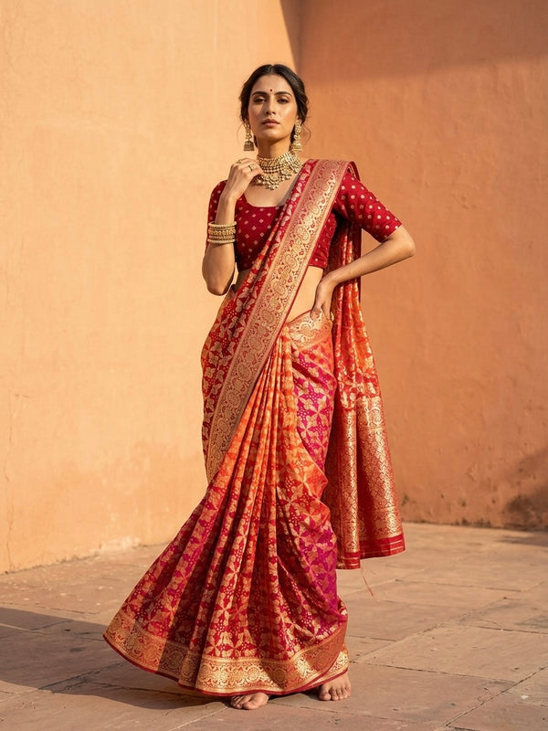 Pure Khaddi Georgette Multicolour Saree