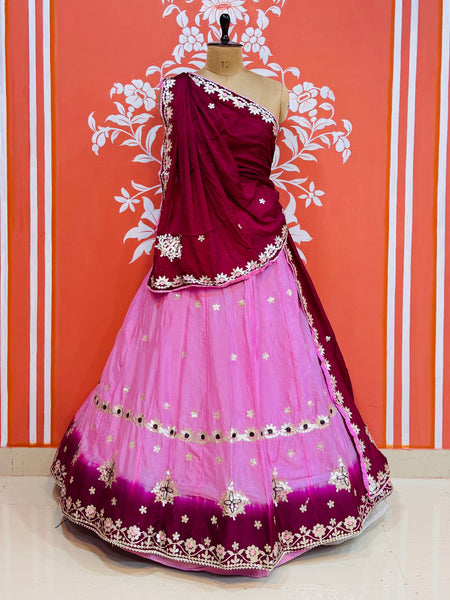 CHINON AARI GOTA PATTI WORK SHADED LEHENGA