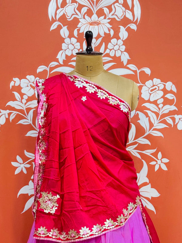 CHINON AARI GOTA PATTI WORK SHADED LEHENGA