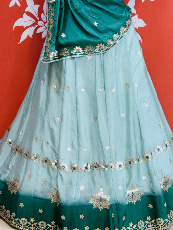 CHINON AARI GOTA PATTI WORK SHADED LEHENGA