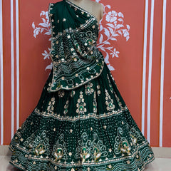 PURE GAZI SILK HANDWORK GOTA PATTI LEHENGA