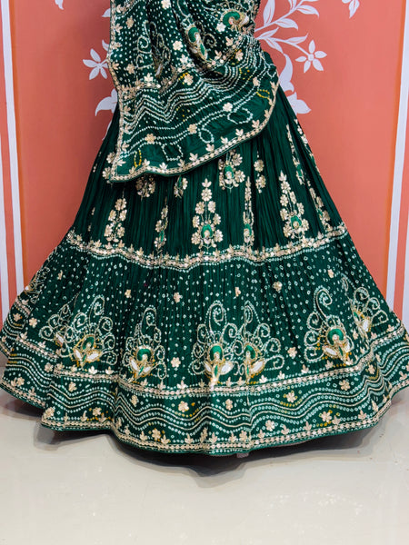 PURE GAZI SILK HANDWORK GOTA PATTI LEHENGA