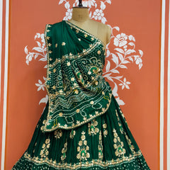 PURE GAZI SILK HANDWORK GOTA PATTI LEHENGA