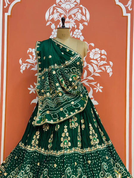 PURE GAZI SILK HANDWORK GOTA PATTI LEHENGA
