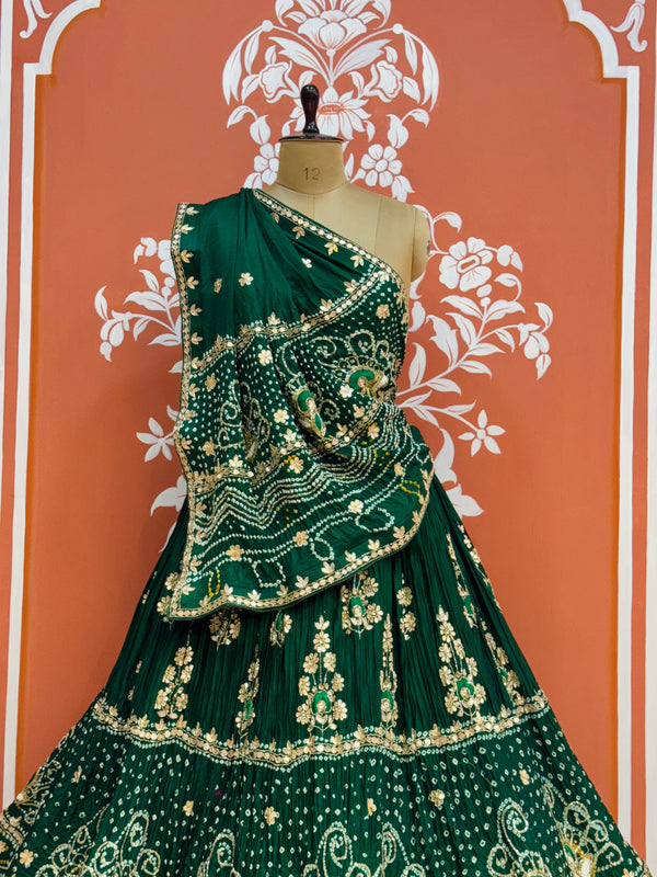 PURE GAZI SILK HANDWORK GOTA PATTI LEHENGA