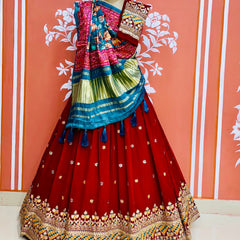 GEORGETTE EMBROIDERED LEHENGA WITH GAZI SILK DUPATTA
