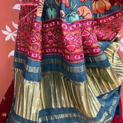GEORGETTE EMBROIDERED LEHENGA WITH GAZI SILK DUPATTA