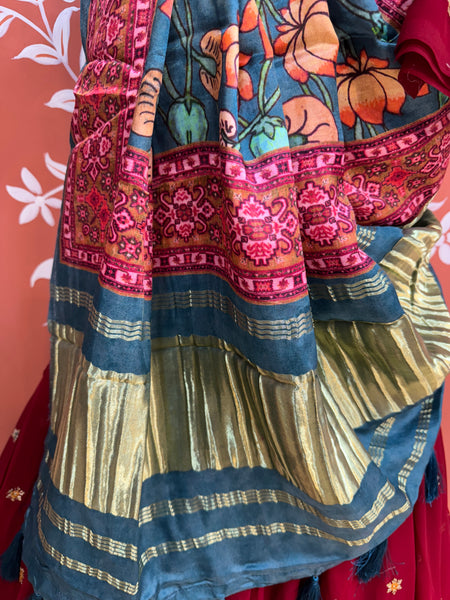 GEORGETTE EMBROIDERED LEHENGA WITH GAZI SILK DUPATTA