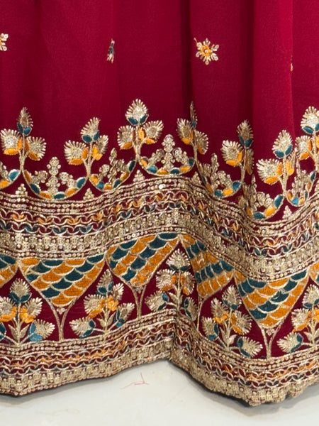 GEORGETTE EMBROIDERED LEHENGA WITH GAZI SILK DUPATTA
