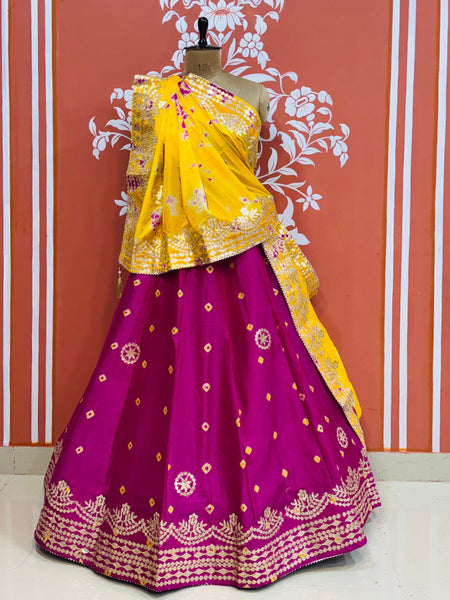 CHINON SHIBORI HANDWORK GOTA PATTI LEHENGA