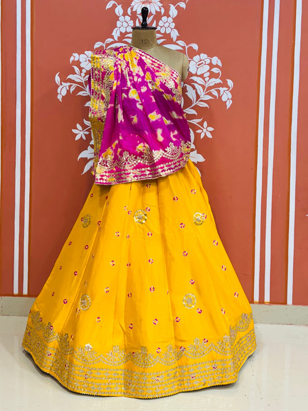 CHINON SHIBORI HANDWORK GOTA PATTI LEHENGA